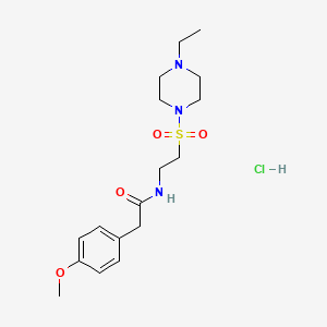 molecular formula C17H28ClN3O4S B2530400 N-(2-((4-ethylpiperazin-1-yl)sulfonyl)ethyl)-2-(4-methoxyphenyl)acetamide hydrochloride CAS No. 1189461-98-0