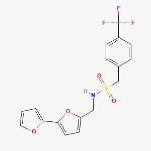 molecular formula C17H14F3NO4S B2530406 N-([2,2'-bifuran]-5-ylmethyl)-1-(4-(trifluoromethyl)phenyl)methanesulfonamide CAS No. 2034339-24-5