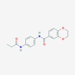 molecular formula C18H18N2O4 B253041 N-[4-(propanoylamino)phenyl]-2,3-dihydro-1,4-benzodioxine-6-carboxamide 