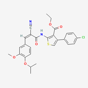 molecular formula C27H25ClN2O5S B2530410 Ethyl 4-(4-chlorophenyl)-2-[[(Z)-2-cyano-3-(3-methoxy-4-propan-2-yloxyphenyl)prop-2-enoyl]amino]thiophene-3-carboxylate CAS No. 380457-78-3