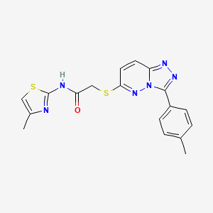 molecular formula C18H16N6OS2 B2530411 N-(4-methylthiazol-2-yl)-2-((3-(p-tolyl)-[1,2,4]triazolo[4,3-b]pyridazin-6-yl)thio)acetamide CAS No. 852375-90-7