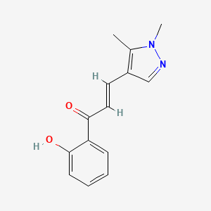 molecular formula C14H14N2O2 B2530413 (E)-3-(1,5-dimethylpyrazol-4-yl)-1-(2-hydroxyphenyl)prop-2-en-1-one CAS No. 1164454-89-0