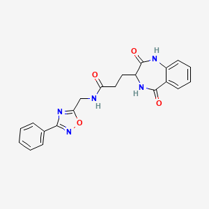 molecular formula C21H19N5O4 B2530419 3-(2,5-dioxo-2,3,4,5-tetrahydro-1H-benzo[e][1,4]diazepin-3-yl)-N-((3-phenyl-1,2,4-oxadiazol-5-yl)methyl)propanamide CAS No. 1214816-68-8