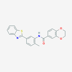 molecular formula C23H18N2O3S B253042 N-[5-(1,3-benzothiazol-2-yl)-2-methylphenyl]-2,3-dihydro-1,4-benzodioxine-6-carboxamide 