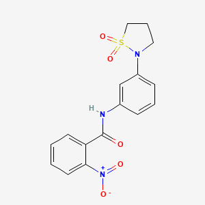 molecular formula C16H15N3O5S B2530420 N-(3-(1,1-dioxidoisothiazolidin-2-yl)phenyl)-2-nitrobenzamide CAS No. 941886-32-4