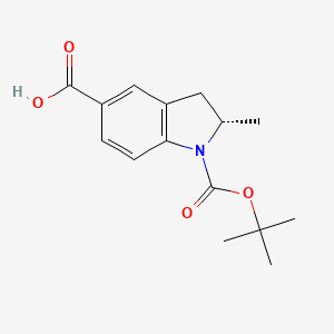 molecular formula C15H19NO4 B2530426 (2S)-2-Methyl-1-[(2-methylpropan-2-yl)oxycarbonyl]-2,3-dihydroindole-5-carboxylic acid CAS No. 2550997-33-4