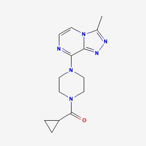 molecular formula C14H18N6O B2530444 Cyclopropyl(4-(3-methyl-[1,2,4]triazolo[4,3-a]pyrazin-8-yl)piperazin-1-yl)methanone CAS No. 1903308-49-5