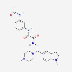 molecular formula C26H34N6O3 B2530453 N1-(3-acetamidophenyl)-N2-(2-(1-methylindolin-5-yl)-2-(4-methylpiperazin-1-yl)ethyl)oxalamide CAS No. 922016-21-5