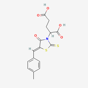 molecular formula C16H15NO5S2 B2530458 2-[(5Z)-5-[(4-methylphenyl)methylidene]-4-oxo-2-sulfanylidene-1,3-thiazolidin-3-yl]pentanedioic acid CAS No. 392252-41-4