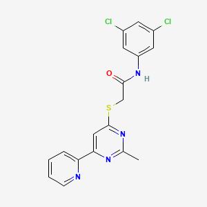 molecular formula C18H14Cl2N4OS B2530472 N-(2,4-dimethylphenyl)-2-[(6-methyl-3-phenylisoxazolo[5,4-d]pyrimidin-4-yl)oxy]acetamide CAS No. 1185170-08-4