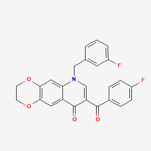 molecular formula C25H17F2NO4 B2530489 8-(4-氟苯甲酰)-6-[(3-氟苯基)甲基]-2H,3H,6H,9H-[1,4]二氧杂环[2,3-g]喹啉-9-酮 CAS No. 866350-37-0