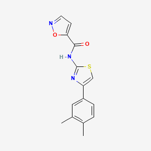 molecular formula C15H13N3O2S B2530490 N-(4-(3,4-dimethylphenyl)thiazol-2-yl)isoxazole-5-carboxamide CAS No. 919860-44-9