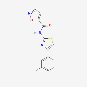 molecular formula C15H13N3O2S B2530490 N-(4-(3,4-ジメチルフェニル)チアゾール-2-イル)イソキサゾール-5-カルボキサミド CAS No. 919860-44-9