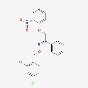 molecular formula C21H16Cl2N2O4 B2530500 2-(2-硝基苯氧基)-1-苯基-1-乙酮 O-(2,4-二氯苄基)肟 CAS No. 338747-43-6