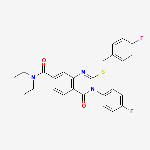 N,N-diethyl-2-((4-fluorobenzyl)thio)-3-(4-fluorophenyl)-4-oxo-3,4-dihydroquinazoline-7-carboxamide
