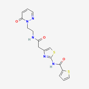 molecular formula C16H15N5O3S2 B2530507 N-(4-(2-oxo-2-((2-(6-oxopyridazin-1(6H)-yl)ethyl)amino)ethyl)thiazol-2-yl)thiophene-2-carboxamide CAS No. 1206997-65-0