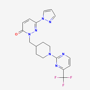 molecular formula C18H18F3N7O B2530524 6-(1H-pyrazol-1-yl)-2-({1-[4-(trifluoromethyl)pyrimidin-2-yl]piperidin-4-yl}methyl)-2,3-dihydropyridazin-3-one CAS No. 2097915-62-1