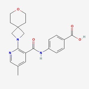 molecular formula C21H23N3O4 B2530526 4-[[5-Methyl-2-(7-oxa-2-azaspiro[3.5]nonan-2-yl)pyridine-3-carbonyl]amino]benzoic acid CAS No. 2225142-41-4