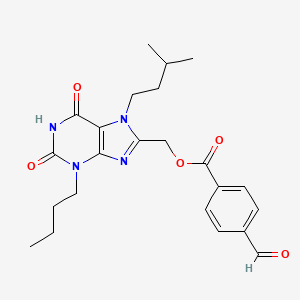 molecular formula C23H28N4O5 B2530529 [3-Butyl-7-(3-methylbutyl)-2,6-dioxopurin-8-yl]methyl 4-formylbenzoate CAS No. 872193-88-9