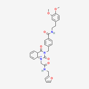 molecular formula C33H32N4O7 B2530537 N-[2-(3,4-二甲氧基苯基)乙基]-4-[[1-[2-(呋喃-2-基甲基氨基)-2-氧代乙基]-2,4-二氧代-4aH-喹唑啉-1-鎓-3-基]甲基]苯甲酰胺 CAS No. 899922-66-8