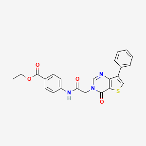 molecular formula C23H19N3O4S B2530539 4-[(4-氧代-7-苯基噻吩并[3,2-d]嘧啶-3(4H)-基)乙酰氨基]苯甲酸乙酯 CAS No. 1105236-08-5