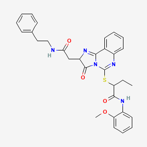 molecular formula C31H31N5O4S B2530550 N-(2-methoxyphenyl)-2-((3-oxo-2-(2-oxo-2-(phenethylamino)ethyl)-2,3-dihydroimidazo[1,2-c]quinazolin-5-yl)thio)butanamide CAS No. 1173750-67-8