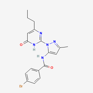 molecular formula C18H18BrN5O2 B2530558 4-溴-N-(3-甲基-1-(6-氧代-4-丙基-1,6-二氢嘧啶-2-基)-1H-吡唑-5-基)苯甲酰胺 CAS No. 1002931-94-3