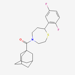 molecular formula C22H27F2NOS B2530566 (1s,3s)-金刚烷-1-基(7-(2,5-二氟苯基)-1,4-噻氮杂环-4-基)甲苯酮 CAS No. 1706297-75-7