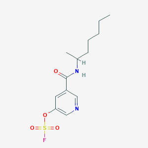 molecular formula C13H19FN2O4S B2530570 3-Fluorosulfonyloxy-5-(heptan-2-ylcarbamoyl)pyridine CAS No. 2411235-12-4