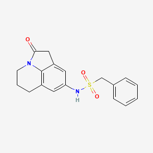 molecular formula C18H18N2O3S B2530573 N-(2-オキソ-2,4,5,6-テトラヒドロ-1H-ピロロ[3,2,1-ij]キノリン-8-イル)-1-フェニルメタンスルホンアミド CAS No. 1211744-02-3