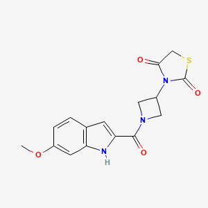 molecular formula C16H15N3O4S B2530574 3-(1-(6-methoxy-1H-indole-2-carbonyl)azetidin-3-yl)thiazolidine-2,4-dione CAS No. 2034359-19-6