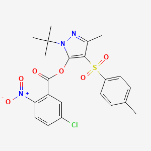 molecular formula C22H22ClN3O6S B2530575 1-(tert-butyl)-3-methyl-4-tosyl-1H-pyrazol-5-yl 5-chloro-2-nitrobenzoate CAS No. 851082-61-6