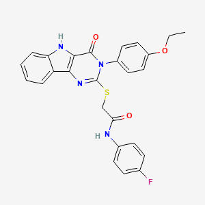 molecular formula C26H21FN4O3S B2530578 2-[[3-(4-ethoxyphenyl)-4-oxo-5H-pyrimido[5,4-b]indol-2-yl]sulfanyl]-N-(4-fluorophenyl)acetamide CAS No. 536708-30-2
