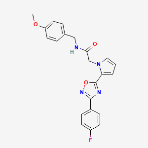 molecular formula C22H19FN4O3 B2530582 2-{2-[3-(4-fluorophenyl)-1,2,4-oxadiazol-5-yl]-1H-pyrrol-1-yl}-N-(4-methoxybenzyl)acetamide CAS No. 1260951-88-9