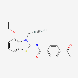 4-acetyl-N-(4-ethoxy-3-prop-2-ynyl-1,3-benzothiazol-2-ylidene)benzamide