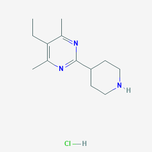 molecular formula C13H22ClN3 B2530590 5-Ethyl-4,6-dimethyl-2-piperidin-4-ylpyrimidine;hydrochloride CAS No. 2503204-80-4