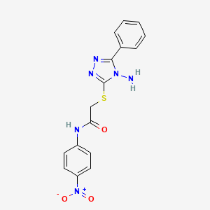 molecular formula C16H14N6O3S B2530595 2-[(4-amino-5-phenyl-4H-1,2,4-triazol-3-yl)sulfanyl]-N-(4-nitrophenyl)acetamide CAS No. 901144-75-0