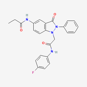 molecular formula C24H21FN4O3 B2530598 N-(1-(2-((4-氟苯基)氨基)-2-氧代乙基)-3-氧代-2-苯基-2,3-二氢-1H-吲唑-5-基)丙酰胺 CAS No. 1251628-60-0