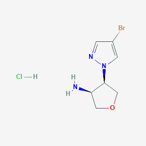 molecular formula C7H11BrClN3O B2530603 (3S,4R)-4-(4-Bromopyrazol-1-yl)oxolan-3-amine;hydrochloride CAS No. 2138551-02-5