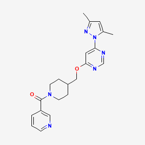molecular formula C21H24N6O2 B2530610 [4-[[6-(3,5-Dimethylpyrazol-1-yl)pyrimidin-4-yl]oxymethyl]piperidin-1-yl]-pyridin-3-ylmethanone CAS No. 2380171-90-2