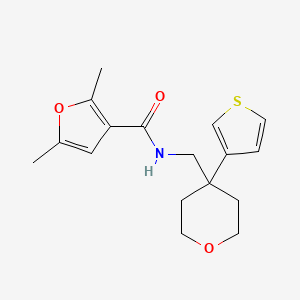 molecular formula C17H21NO3S B2530611 2,5-ジメチル-N-{[4-(チオフェン-3-イル)オキサン-4-イル]メチル}フラン-3-カルボキサミド CAS No. 2309779-30-2