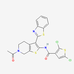 molecular formula C21H15Cl2N3O2S3 B2530613 N-(6-acetyl-3-(benzo[d]thiazol-2-yl)-4,5,6,7-tetrahydrothieno[2,3-c]pyridin-2-yl)-2,5-dichlorothiophene-3-carboxamide CAS No. 864860-02-6