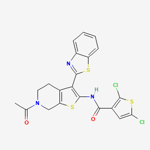 molecular formula C21H15Cl2N3O2S3 B2530613 N-(6-アセチル-3-(ベンゾ[d]チアゾール-2-イル)-4,5,6,7-テトラヒドロチエノ[2,3-c]ピリジン-2-イル)-2,5-ジクロロチオフェン-3-カルボキサミド CAS No. 864860-02-6