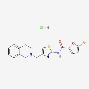 molecular formula C18H17BrClN3O2S B2530619 5-溴-N-(4-((3,4-二氢异喹啉-2(1H)-基)甲基)噻唑-2-基)呋喃-2-甲酰胺盐酸盐 CAS No. 1215805-89-2