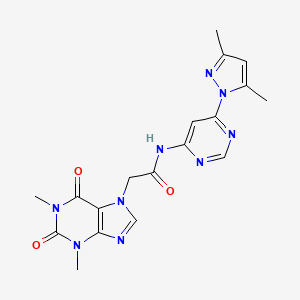 molecular formula C18H19N9O3 B2530623 N-(6-(3,5-dimethyl-1H-pyrazol-1-yl)pyrimidin-4-yl)-2-(1,3-dimethyl-2,6-dioxo-2,3-dihydro-1H-purin-7(6H)-yl)acetamide CAS No. 1797316-17-6