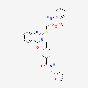molecular formula C30H32N4O5S B2530626 N-(2-furylmethyl)-4-{[2-({2-[(2-methoxyphenyl)amino]-2-oxoethyl}thio)-4-oxoquinazolin-3(4H)-yl]methyl}cyclohexanecarboxamide CAS No. 422292-81-7