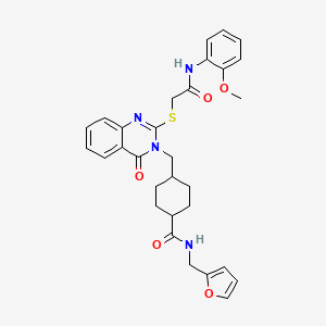 molecular formula C30H32N4O5S B2530626 N-[(Furan-2-yl)methyl]-4-{[2-({[(2-Methoxyphenyl)carbamoyl]methyl}sulfanyl)-4-oxo-3,4-dihydrochinazolin-3-yl]methyl}cyclohexan-1-carboxamid CAS No. 422292-81-7