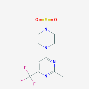 molecular formula C11H15F3N4O2S B2530628 2-Methyl-4-(4-(methylsulfonyl)piperazin-1-yl)-6-(trifluoromethyl)pyrimidine CAS No. 2034407-49-1