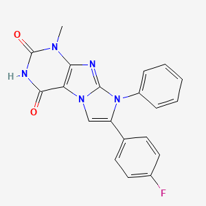 molecular formula C20H14FN5O2 B2530629 7-(4-fluorophenyl)-1-methyl-8-phenyl-1H-imidazo[2,1-f]purine-2,4(3H,8H)-dione CAS No. 922471-93-0