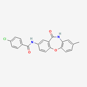 4-chloro-N-(8-methyl-11-oxo-10,11-dihydrodibenzo[b,f][1,4]oxazepin-2-yl)benzamide